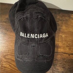 Balenciaga Black Distressed Cap